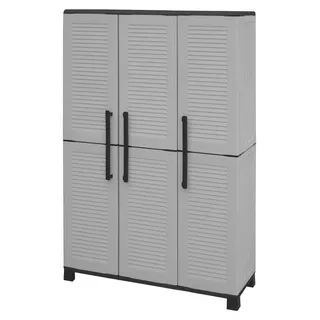 Mehrzweckschrank für den Außen- oder Innenbereich, Schrank mit 3 Türen und 3 verstellbaren Einlegeböden aus Polypropylen, 100% Italy, 102x37h169 cm, Farbe Grau - Grau