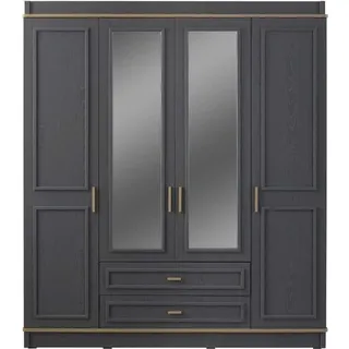 Kleiderschrank Kinderschrank Schrank Holz Spiegel Grau Holzschrank - Grün