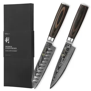 Wakoli EDIB Essentials 2-teiliges Messerset, Chefmesser, Santoku, VG10 Kern