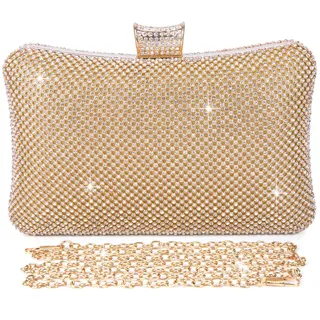 BAIGIO Damen Clutch Gold Abendtasche Glitzer Tasche Elegant Brauttasche Strass Handtasche Glitter Umhängetasche mit Strass für Party Hochzeit