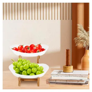 2-stöckige Obstschale aus Keramik mit platzsparendem Design