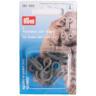 Prym Fell Haken und verdeckt Augen, 3 Stück, grau