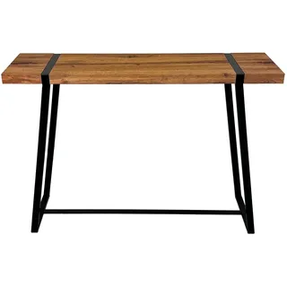 DRW Konsolentisch aus Metall und Deckel, Schwarz und Natur, 110 x 30 x 80 cm