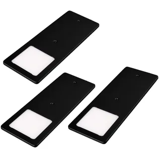 HKT Unterbauleuchten-Set , Schwarz , Metall, Kunststoff , 3-teilig , 7x0.5x19 cm , 3-fach schaltbar, Farbtemperaturwechsler , Küchen, Küchenausstattung