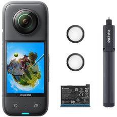Insta360 X3 All-Purpose kit - wasserdichte 360°-Actionkamera mit 1/2"-Sensor, 5,7K 360°, 72MP 360°-Fotos, Stabilisierung, 2,29"-Touchscreen, Vibrationsfeedback, KI-Bearbeitung, Live-Streaming