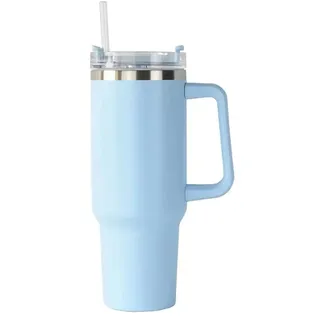 RZXBB Doppelwandiger Edelstahl Thermobecher mit Strohhalm,40oz 1200ml Becher Tumbler mit Griff und Deckel,Vakuum Isolierbecher Becher,Autobecher Reisebecher,Thermosflasche Deckel Dient als Becher