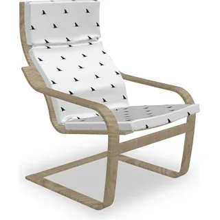 ABAKUHAUS Meerestiere Poäng Sessel Polster, Wilder Haifisch Fische, Sitzkissen mit Stuhlkissen mit Hakenschlaufe und Reißverschluss, Schwarz-Weiss - Schwarz