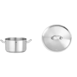 HENDI Kochtopf, Mittel, ohne Deckel, Fleischtopf, Geeignet für Gasherd, Induktionsherd, Elektroherd, Ceranherd, Geschirrspülmaschinengeeignet, 6L, ø240x(H)135mm, Edelstahl + Deckel