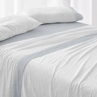 Burrito Blanco Flanell-Bettwäsche aus Baumwollflanell, für 135 cm breite Betten (+ verfügbare Größen), Design 576, Blau (135 x 190/200 cm)