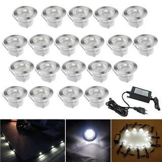 CHNXU 20er Set Terrassen Einbaustrahler LED Bodeneinbauleuchten Kaltes Weiß Aussen Ø45mm Treppen Einbauleuchte IP67 Wasserdicht Boden Lampe für Außenterrasse Garten Gehweg Küche Balkon