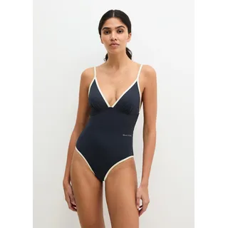 Badeanzug MARC O'POLO "Essentials", Damen, Gr. L, N-Gr, schwarz navy, Obermaterial: 84% Polyamid, 16% Elasthan, Badeanzüge Badeanzug, Topseller