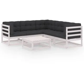 vidaXL 6-tlg. Garten-Lounge-Set mit Kissen Kiefer Massivholz - Weiß
