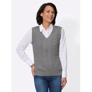 Casual Looks Pullunder CASUAL LOOKS "Pullunder", Damen, Gr. 36, schwarz-weiß (anthrazit, ecru, meliert), 55% Baumwolle, 45% Viskose, meliert, Pullover Pullunder