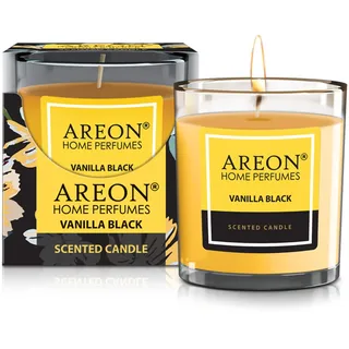 areon Wohlfühl - Duftkerze im Glas - Premium Kollektion - Brenndauer bis 25 Stunden - Duft: Vanilla Black