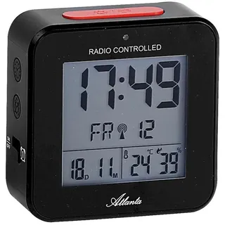 Atlanta 1880/7 Wecker Funk Funkwecker digital schwarz Licht Snooze Digitalwecker - Schwarz