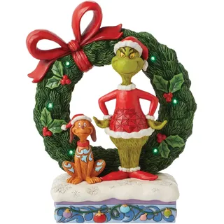 The Grinch by Jim Shore Grinch und Max Light-Up Wreath Figurine