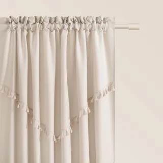 room99 Vorhang mit Kräuselband Chloe 140 x 280 cm Breite x Höhe Schiebegardinen Modern Curtain Wohnzimmer Schlafzimmer Hellbeige, 1 Stück