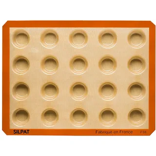 Silpat ES-02031-FR Perfekt Mini-Muffinform, antihaftbeschichtet, Silikon, 20 Cups, Orange/Abendrot im Zickzackmuster (Sunset Chevron)
