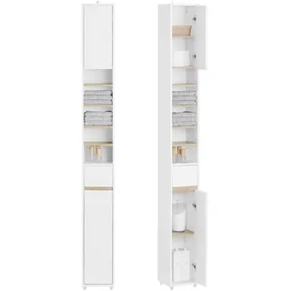 SoBuy BZR34-WN Hochschrank 20 x 20 x 180 cm Weiß/Natur Holz