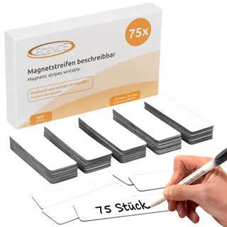 ECENCE Magnetstreifen beschreibbar 75 Stück - 75x25mm - Weiss