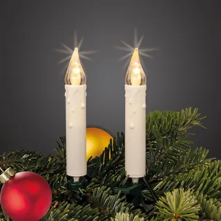 hellum Christbaum Lichterkette innen, 20 LED warmweiß, Stecker | Lichterkette Weihnachten mit Clip, beleuchtet 5,70m, Kabel grün, Tannenbaumbeleuchtung innen, Christbaumkerzen <59lm 151282