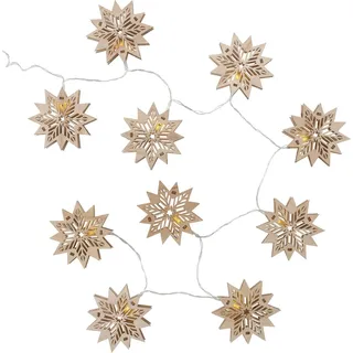 Boltze Home LED-Lichterkette mit 10 Holzsternen - Braun