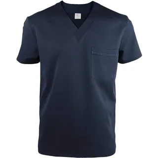JONATHAN UNIFORM Kasack Herren Krankenpflege Kurzarm 1 Tasche Leichter Stoff, V-Ausschnitt Berufskleidung Pflege Herren Stretch für Krankenhaus Klinik Arzt (Marineblau, S)