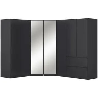 Rauch Möbel Eckkleiderschrank , Grau , Holzwerkstoff , 8 Fächer , 2 Schublade(n) Schubladen , 208x197x253 cm , Blauer Engel, Goldenes M, BQ - Bündnis für Qualität, Made in Germany , Schrankfront mit Spiegel , Schlafzimmer, Kleiderschränke, Eckschränke