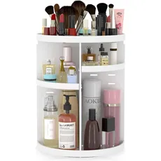 Bild von 360 Grad rotierbarer Make-Up Organizer in Weiß - 30 x 23 cm - Kosmetik Aufbewahrungsbox für Schmuck Accesoires Make-Up und Hautpflegeprodukte