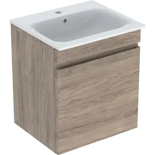 Geberit Renova Plan Set Waschtisch mit Unterschrank, 1 Schublade, 60x62,2x48cm, 501.915.JR.1, Farbe: Waschtisch: weiß, Front/Korpus: Nussbaum hickory/folienbeschichtet
