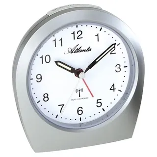 Atlanta 1824/19 Wecker Funkwecker Funk silbern Licht Snooze leise ohne Ticken - Weiß