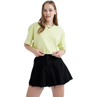 DeFacto Damen Oversize Crop Tops - Klassisches Basic Shirt für Damen - Bequemes Oversize Shirt für Frauen