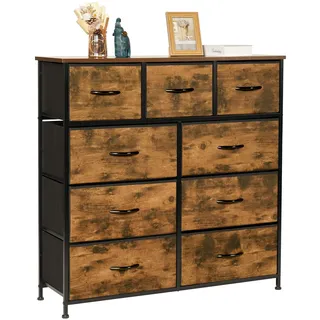 lyncohome Kommode mit Schubladen aus Stoff, Sideboard Wohnzimmer mit 9 Stoffschubladen, kommode Schlafzimmer Flur, komode komodenschrank flurschrank für Küche Büro Flur Schlafzimmer