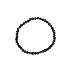 Taddart Minerals – Schwarzes Armband aus dem natürlichen Edelstein Turmalin Schörl mit 4 mm Kugeln auf elastischem Nylonfaden aufgezogen - handgefertigt