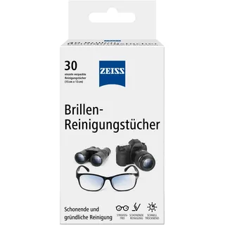 Zeiss Brillenputztücher [30 St.] feuchte Brillen-Reinigungstücher
