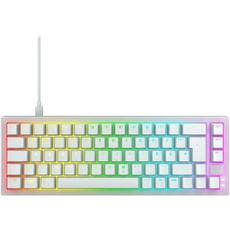 CHERRY XTRFY K5V2 Compact, mechanische Gaming-Tastatur im 65-Prozent-Format, Deutsches Layout (QWERTZ), Hot-Swap-Keyboard, MX2A RED Switches, Weiß-Transparent