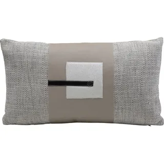 Kare Design Kissen Meeting Point, Schwarz/Weiß/Beige, Abnehmbarer Bezug mit Reisverschluss, mit Füllung, geflochtene Optik, Dekokissen, Zierkissen, Wohnaccessoire, Bezug in Lederoptik, 50x30 cm (H/B)
