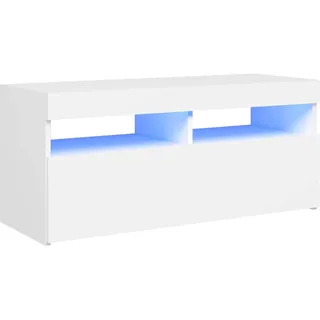 vidaXL TV Schrank mit LED-Leuchten Lowboard Fernsehschrank Fernsehtisch Sideboard HiFi-Schrank TV Möbel Tisch Board Weiß 90x35x40cm