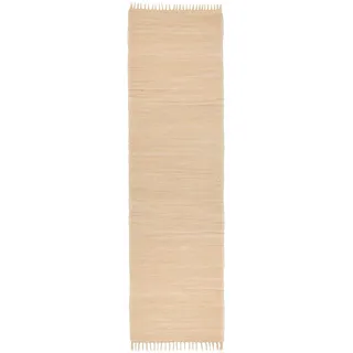 THEKO Dhurry | Fleckerl, | Flachgewebe-Teppich aus 100% Baumwolle; handgewebt, waschbar, beidseitig verwendbar | 70 x 250 cm; Natur | Happy Cotton