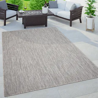 Paco Home Teppich Modern einfarbig wetterfest Pflegeleicht für Garten , Balkon Grösse 160x220 cm - Blau