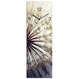 ARTLAND Wanddeko Wanduhr ohne Tickgeräusche aus Glas Quarzuhr 20x60 cm Rechteckig Lautlos Blumen Pusteblume Botanik Blüten Modern Kunst Sommer Natur T4RE