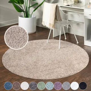 Carpet City Hochflor-Teppich »City Shaggy« rund 30 mm Höhe Teppich Langflor, Uni, Shaggy, flauschig-weich, beige