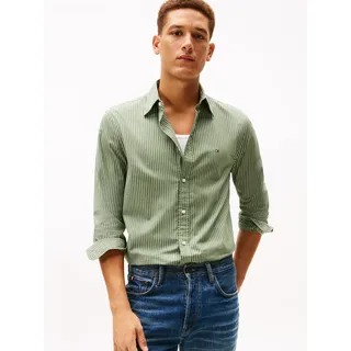Tommy Hilfiger Core Hairline Poplin Rf Shirt Mw0Mw41399 Hemd L/S, Green mountain Pine/Stripe), M,