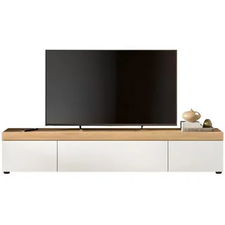 Inn.Furn Tv-Lowboard weiß, Eiche 180 cm, TV-Unterteil stehend/hängend , Holzwerkstoff, Metall , Nachbildung,Eiche , Uni, Holz Optik , Rechteckig , 180x34x33 cm , FSC Mix , Wohnzimmer, TV Möbel, Lowboards, Lowboards stehend