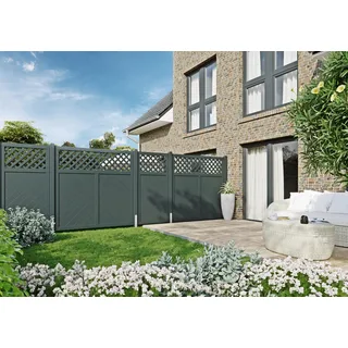 Massivzaun mit Rankgitter 179x179 cm anthrazit - Grau