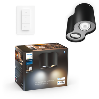 Philips Hue Pillar Double Spotlight - Black - With Dimmer Switch