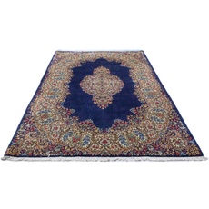 morgenland Wollteppich »Rafsanjan Teppich handgeknüpft dunkelblau«, rechteckig, blau