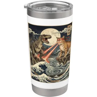 Kaiju Cat T-Rex Japanische Ukiyo-e Art Doppelwandiger Edelstahl-Thermobecher