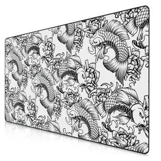 Titanwolf - XXXL Übergröße Mauspad 1200x600mm, Gaming Mousepad Groß 120x60 cm Tischunterlage Large Size verbessert Präzision und Geschwindigkeit XXXL für Logitech Maus und Tastatur, Koi Tattoo 2