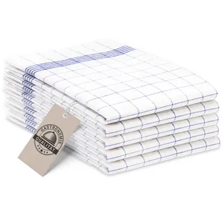 ZOLLNER 5er Set Geschirrtücher Baumwolle in 50x70 cm - super saugstarke und langlebige Küchentücher - waschbar bis 95°C – in blau weiß kariert - Gastronomiequalität - Oeko Tex® Zertifiziert